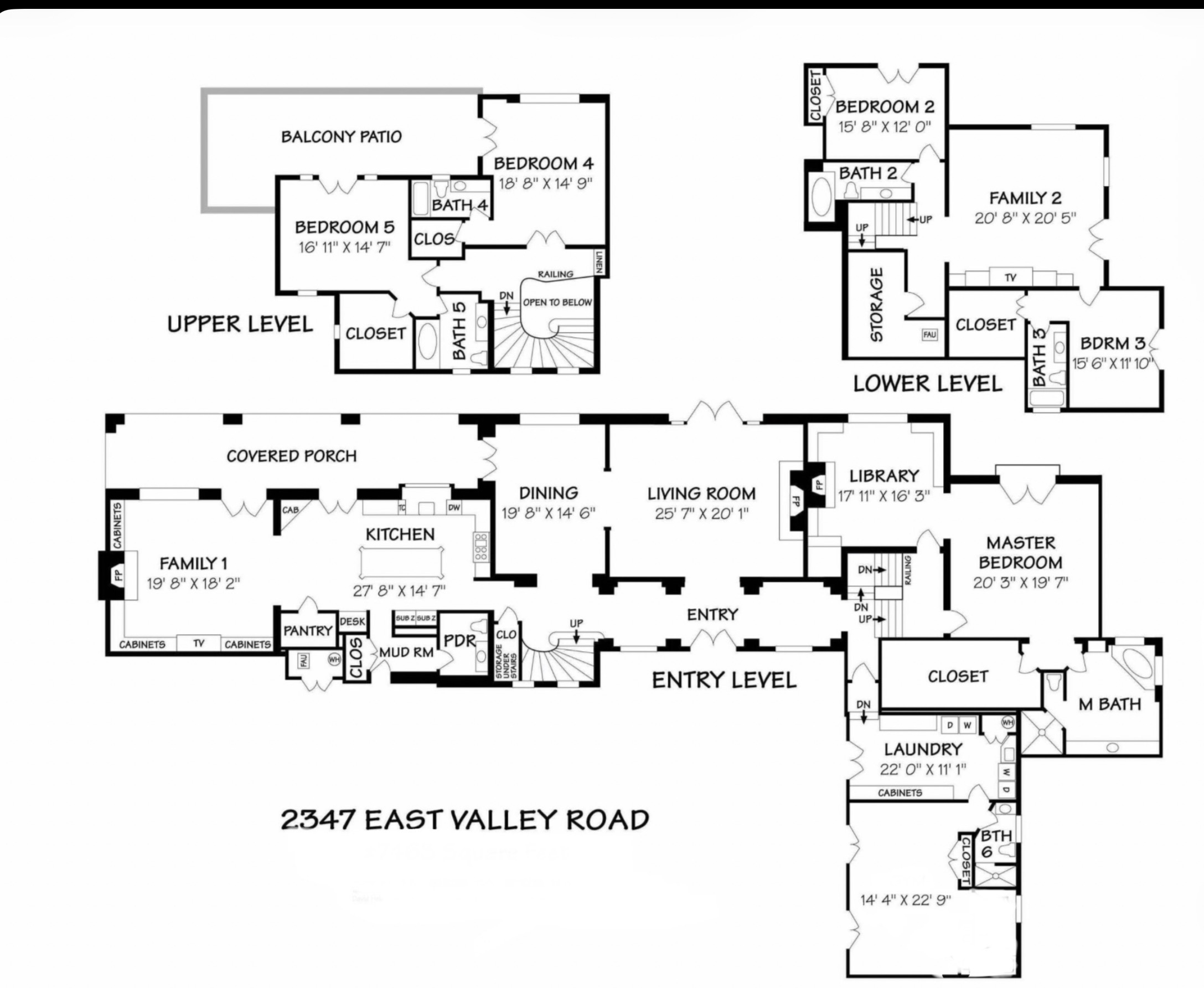 Floor plan of the 7,146 sq ft Mediterranean estate