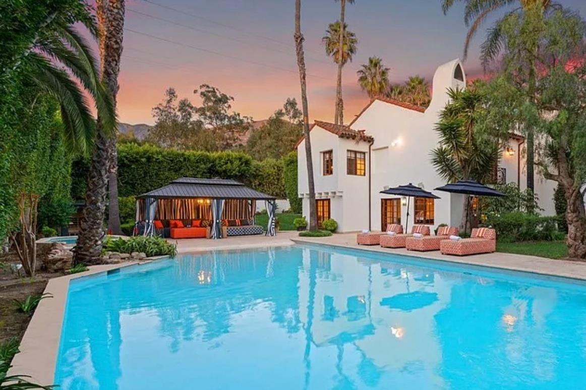 2347 East Valley Road · Resort-style pool at sunset, Stalloreggi Estate, Montecito
